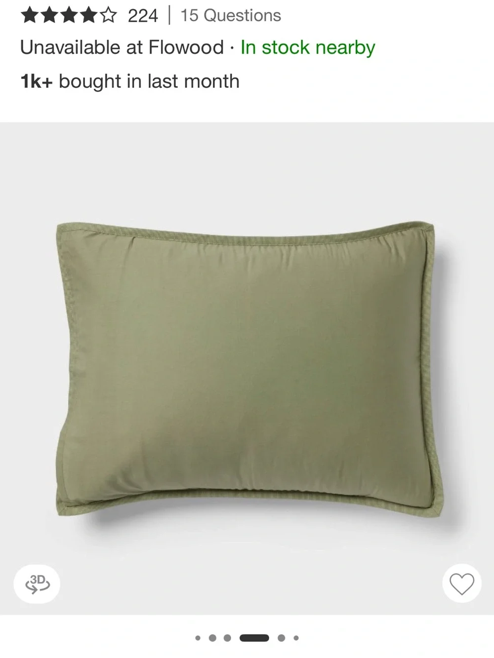 Full/queen Mini gingham duvet cover and shams Moss Green
